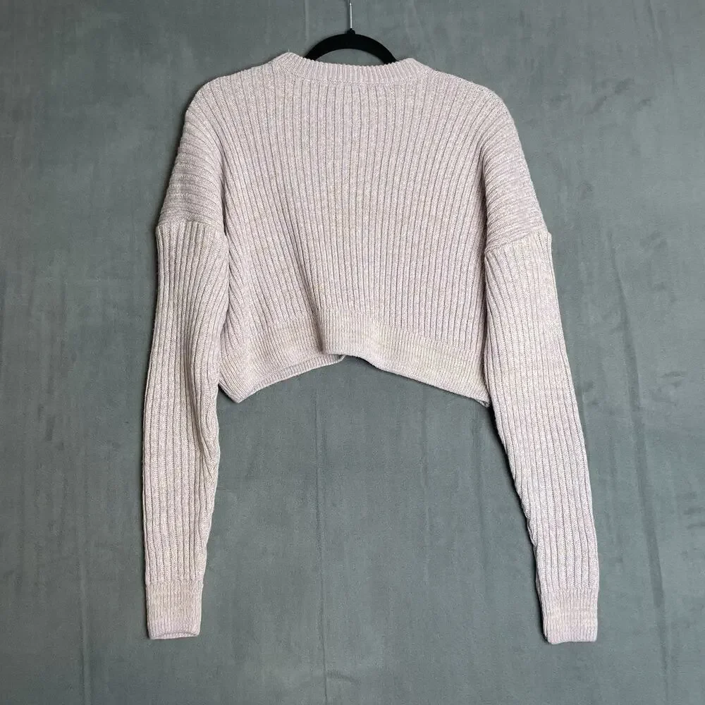 Urban Outfitters Sweater Womens Medium Purple Cropped Ribbed Knit Pullover Soft